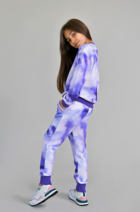 Trening tie dye pentru fete, U086 mov, 146 cm, 11 ani - Img 2