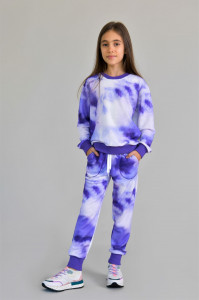 Trening tie dye pentru fete, U086 mov, 152 cm, 12 ani - Img 1