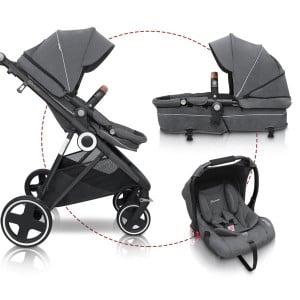 BabyGo - Carucior 3 in 1 Halime – cadru Black - Img 1