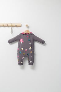 Salopeta cu gluga pentru bebelusi Colorful autum, Tongs baby (Culoare: Gri, Marime: 6-9 luni)