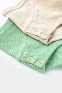 Set 2 body-uri bebe unisex -100% bumbac organic - Mint/Stone, BabyCosy (Marime: 6-9 luni)