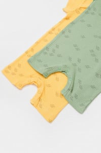 Set 2 salopete scurte Printed, BabyCosy, 50% modal+50% bumbac, Lamaie/Verde (Marime: 9-12 luni)