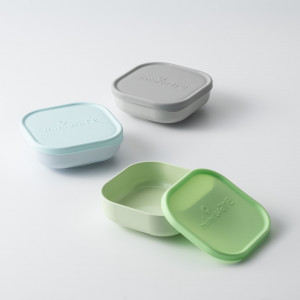 Set 3 boluri pentru hrana bebelusi Miniware Snack Bowl, 100% din materiale naturale biodegradabile, Aqua+Grey+Keylime