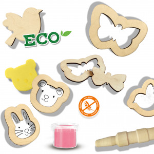 Set creativ - Plastilina eco cu unelte de lemn - Img 3