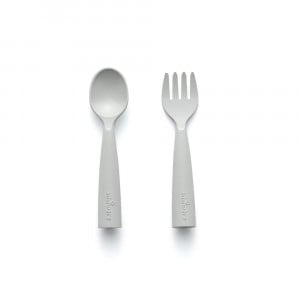 Set de tacamuri bebelusi Miniware My First Cutlery, 100% din materiale naturale biodegradabile, Dove Grey