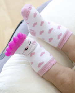 Sosete cu accesoriu dentitie BabyJem Teether Socks (Culoare: Roz)