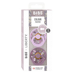 BIBS x LIBERTY - Set 2 suzete Colour Chamomile Lawn Latex, tetina rotunda, 6 luni+-Mauve/Violet Sky - Img 3