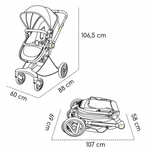 Carucior transformabil 2 in 1 Skiddou Nasjo Normandic Dream, Gri