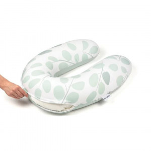 Doomoo - Perna mare pentru gravide si bebelusi 3 in 1, bumbac organic Buddy Leaves Aqua Green - Img 2