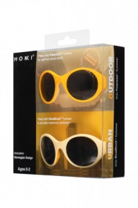 Ochelari de soare pentru copii MOKKI Click & Change, protectie UV, galben, 0-2 ani, set 2 perechi