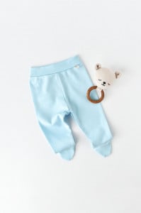 Pantaloni cu Botosei - Bumbac organic Bleu BabyCosy (Marime: 6-9 luni)