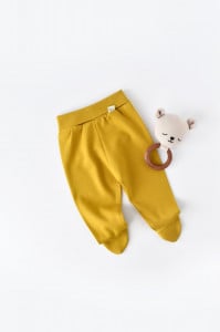 Pantaloni cu Botosei - Bumbac organic Galben BabyCosy (Marime: 3-6 Luni)