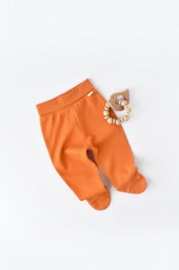 Pantaloni cu Botosei - Bumbac organic Portocaliu BabyCosy (Marime: 3-6 Luni)