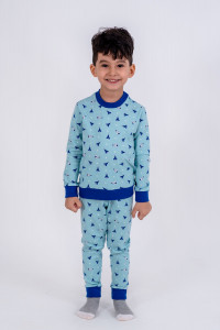 Pijama baieti glow in the dark, Brumy B015, bleu imprimat, 110 cm, 5 ani - Img 1