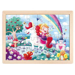 Puzzle din lemn 2 in 1 - Unicorn (26 piese), cu fata dubla si activitate colorare - Img 1