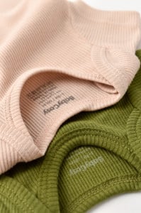 Set 2 body-uri bebe unisex din bumbac organic si modal - Verde/Blush, BabyCosy (Marime: 0-3 Luni)