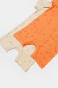 Set 2 salopete scurte Printed, BabyCosy, 50% modal+50% bumbac, Stone/Apricot (Marime: 6-9 luni)