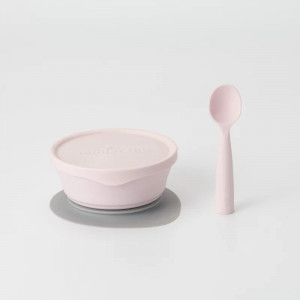 Set diversificare hrana bebelusi Miniware First Bites Deluxe, 100% din materiale naturale biodegradabile, 4 piese, Cotton candy