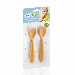 Set lingurita si furculita BabyJem (Culoare: Roz)