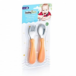 Set tacamuri din inox pentru copii BabyJem (Culoare: Gri)