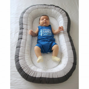 Babynest cu 2 fete BabyJem Luxury Between Parents (Culoare: Gri)