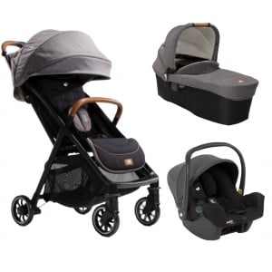 Joie - Carucior pentru copii ultracompact 3 in 1 Parcel Carbon / i-Snug Shale ( Carucior Parcel Carbon + Landou Ramble XL Carbon + Scoica auto i-Snug cu tetiera reglabila, nastere - 75 cm, Shale) - Img 1