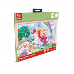 Puzzle din lemn 2 in 1 - Unicorn (26 piese), cu fata dubla si activitate colorare - Img 6