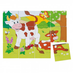 Puzzle din lemn cuburi - Ferma 3 x 4 - Img 1