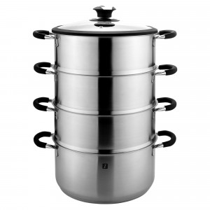 Set 5 piese pentru gatit la aburi, inox, 28cm/7,6L - Zokura - Img 1