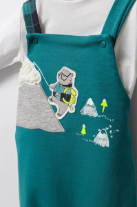 Set cu salopeta si bluzita pentru bebelusi Mountain, Tongs baby (Culoare: Gri, Marime: 9-12 luni)