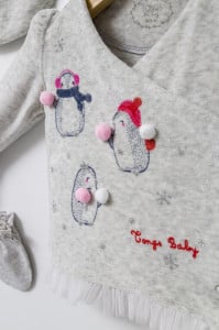 Set de iarna de 5 piese pentru nou nascut Crazy Penguins, Tongs baby (Culoare: Portocaliu)