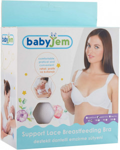 Sutien pentru alaptat cu dantela BabyJem (Culoare: Negru, Marime: 80)