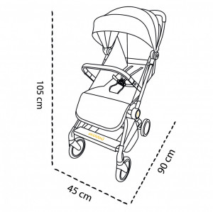 Carucior sport pliabil Skiddou Espoo+ Normandic Dream, ultracompact pentru calatorii, Gri