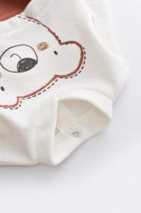 Salopeta Ursulet cu maneca lunga si botosei din 80%bumbac organic si 20% poliester - Caramiziu, BabyCosy (Marime: 6-9 luni)