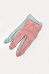 Set 2 pantaloni cu botosei bebe unisex din bumbac organic si modal - Mint/Rose, BabyCosy (Marime: 6-9 luni)