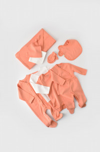 Set de 10 piese pentru nou nascut - 100% bumbac organic - Roz, BabyCosy