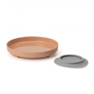 Set diversificare hrana bebelusi Miniware Healthy Meal, 100% din materiale naturale biodegradabile, 3 piese, Toffee/Peach