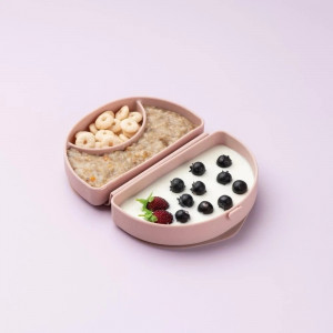 Set diversificare hrana bebelusi Miniware Sili Mini GO, 100% din materiale naturale biodegradabile, 3 piese, Pink Antioxidant