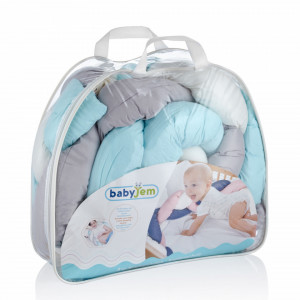 Protectie laterala bumper impletit BabyJem (Culoare: Roz)