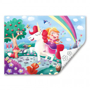 Puzzle din lemn 2 in 1 - Unicorn (26 piese), cu fata dubla si activitate colorare - Img 2