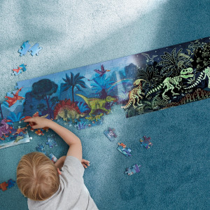 Puzzle pentru copii flourescent cu Dinozauri (200 piese, 1.5m) - Img 3