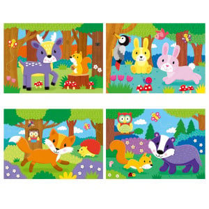 Set 4 puzzle-uri - Animalute din padure (2, 3, 4, 5 piese) - Img 2