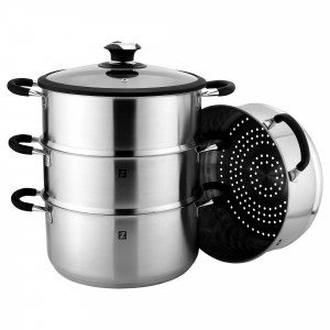 Set 5 piese pentru gatit la aburi, inox, 28cm/7,6L - Zokura - Img 2