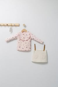 Set elegant cu fustita si bluzita pentru bebelusi Paris Love, Tongs baby (Marime: 12-18 Luni, Culoare: Ecru)