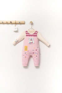 Set salopeta cu bluzita Scufita rosie pentru bebelusi, Tongs baby (Culoare: Roz, Marime: 6-9 luni)