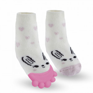 Sosete cu accesoriu dentitie BabyJem Teether Socks (Culoare: Roz)