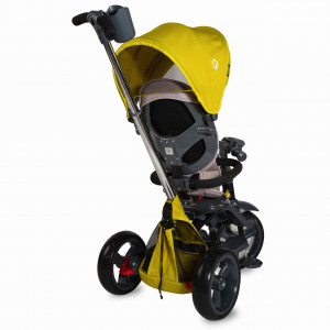 Tricicleta uzata (testata la exterior) multifunctionala 4in1 cu sezut reversibil Coccolle Velo Mustar