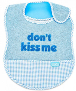 Baveta BabyJem din bumbac Dont Kiss Me (Culoare: Bleu)