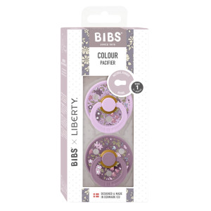 BIBS x LIBERTY - Set 2 suzete Colour Chamomile Lawn Latex, tetina rotunda, 0 luni+-Mauve/Violet Sky - Img 3