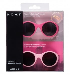 Ochelari de soare pentru copii MOKKI Click & Change, protectie UV, roz, 0-2 ani, set 2 perechi